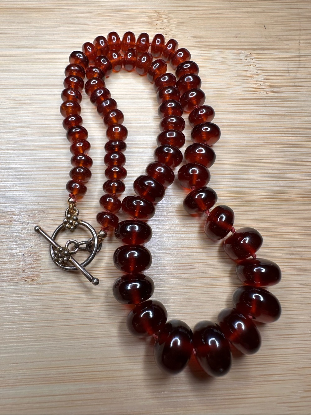 Natural Gem Hessonite Garnet Big 6 to 10MM Smooth Rondelle Beads Necklace 18"